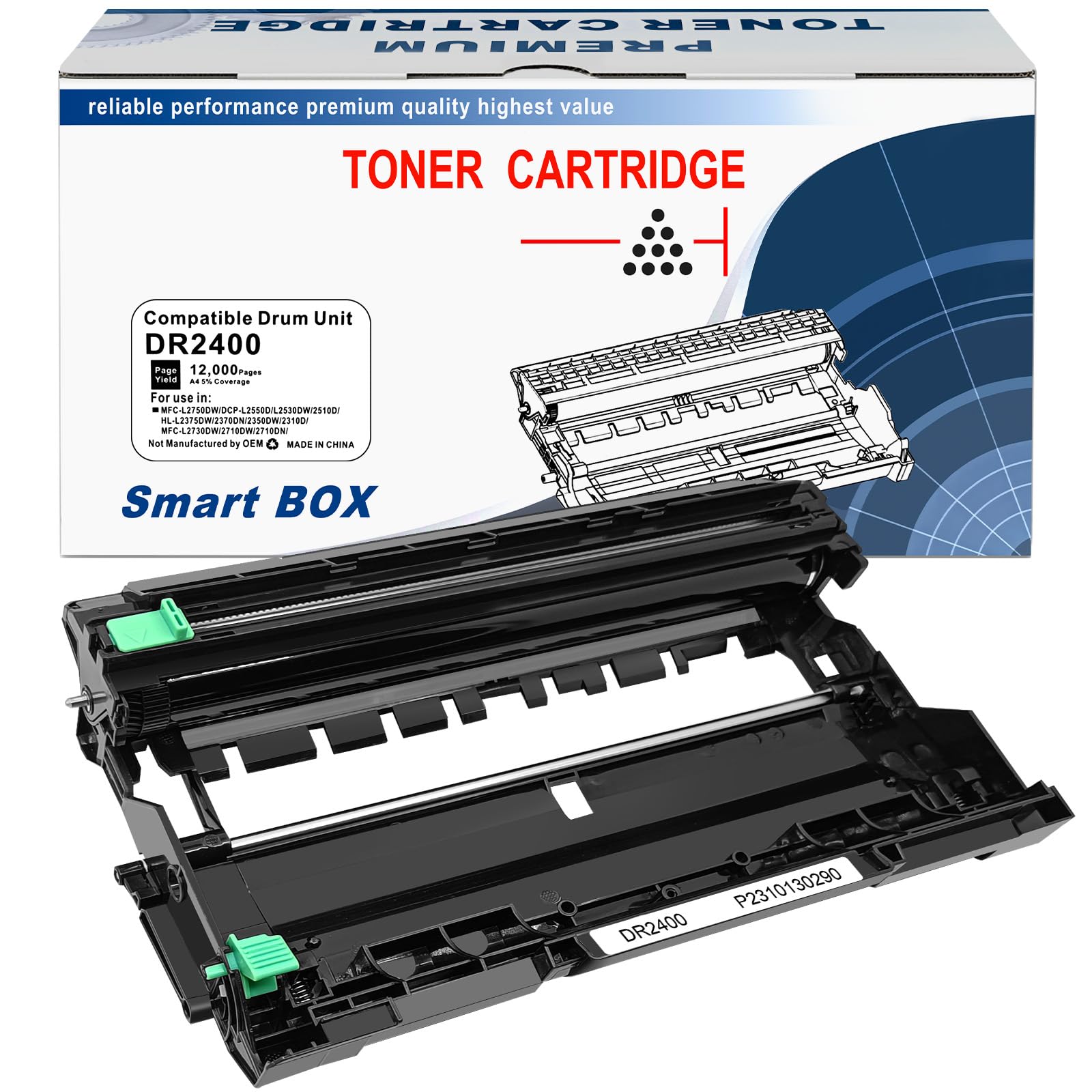 LAIPENG DR-2400 DR2400 Image Drum Unit Compatible for Brother MFC-L2710DN MFC-L2710DW MFC-L2730DW MFC-L2750DW HL-L2310D HL-L2350DW HL-L2370DN HL-L2375DW DCP-L2510D DCP-L2530DW DCP-L2550DN Printer