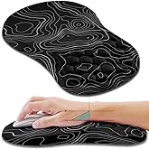 Hokafenle Ergonomic Mouse Pad Wrist Support, Wrist Rest Mousepad for Carpal Tunnel Pain Relief with Integrated Memory Foam Slope Massage Bulge (11.8x7.9 inch,Topographic Contour)