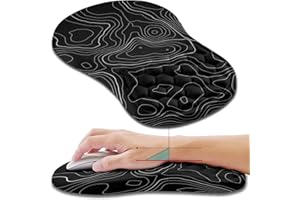 Hokafenle Ergonomic Mouse Pad Wrist Support, Wrist Rest Mousepad for Carpal Tunnel Pain Relief with Integrated Memory Foam Slope Massage Bulge (11.8x7.9 inch,Topographic Contour)