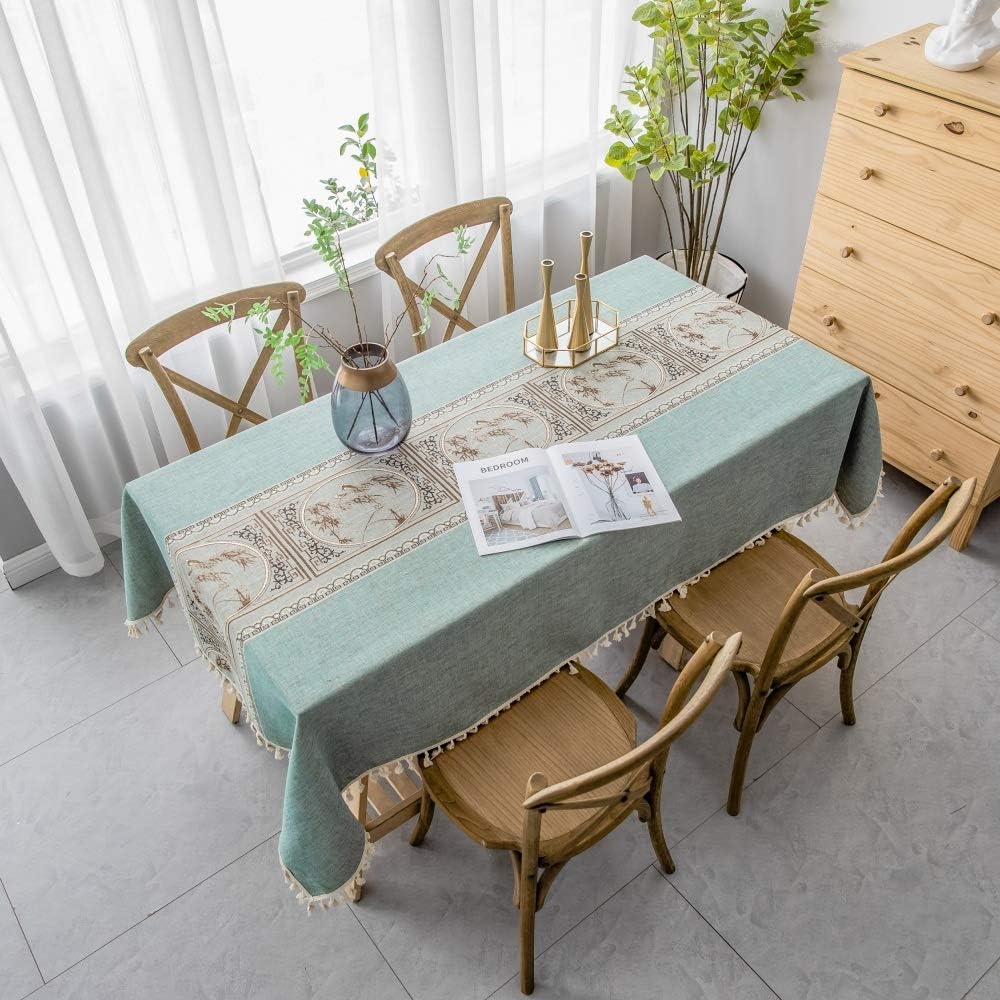 pridesong Exquisite pattern tablecloth embroidered fabric classical style rectangular coffee table cloth tablecloth green (garden pattern) 110 * 110cm (43 * 43inch)