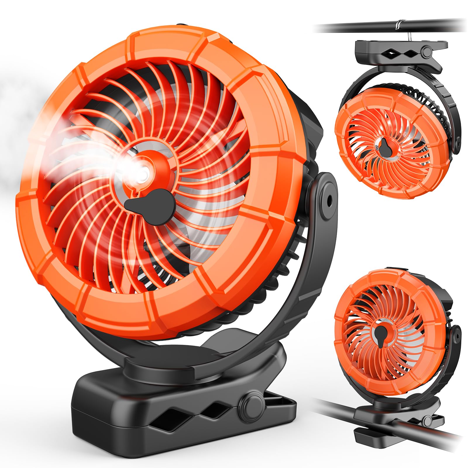 Photo 1 of Ausic Portable Misting Clip on Fan, 100ml Camping Stroller Fan with LED, Max 45H Working Time Golf Cart Fans, 360° Rotate Cooling Spray, Outdoor Rechargeable Battery Fans for Travel/Home/Beach