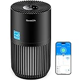 GoveeLife Mini Air Purifier for Bedroom, Smart Filter Air Purifier with App Alexa Control for Pet Hair, Odors, Pollen, Smoke, Portable Air Cleaner with 3 Speeds, 2 Modes, Timer, Aroma for Home