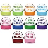 JaGely 10 Pack Funny Hat for Women Neon Group Baseball Cap Adjustable Bride Hat for Bachelorette Party Girl Trip Weekend