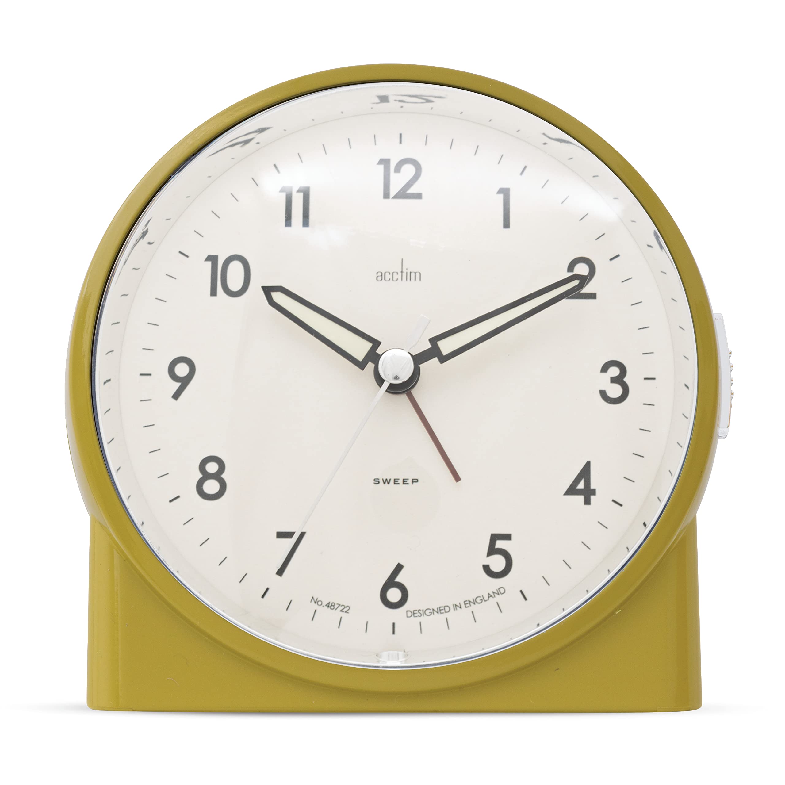 Acctim Arlo Non-Ticking Sweep Luminous Tipped Hands Analogue Backlight Alarm Clock (Heathland)
