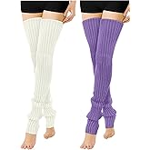 Giegxin Winter Thick Thigh High Leg Warmers 35.5 Inch Extra Long over Knee Knitted Leg Warmers Warm Footless Socks for Women