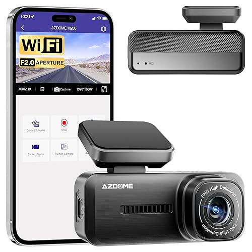 Azdome M200 Mini Dash Cam WiFi Dashcam, 1080P Front Dash Camera for Cars, Hidden Car Camera with 24H Parking Mode G-Sensor Night Vision, AZDOME APP, Loop Recording, Support 128GB Max, Easy to Install