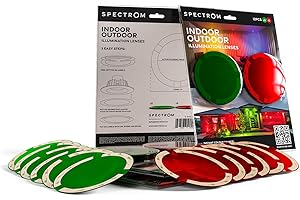 Spectrom Illumination Lenses for Pot Lights & Recessed Lighting | Instant Colour Change, Tool-Free Setup, Reusable & Eco-Friendly, Any Event, Easy Peel & Press Application (Red (6pcs) & Green (6pcs))