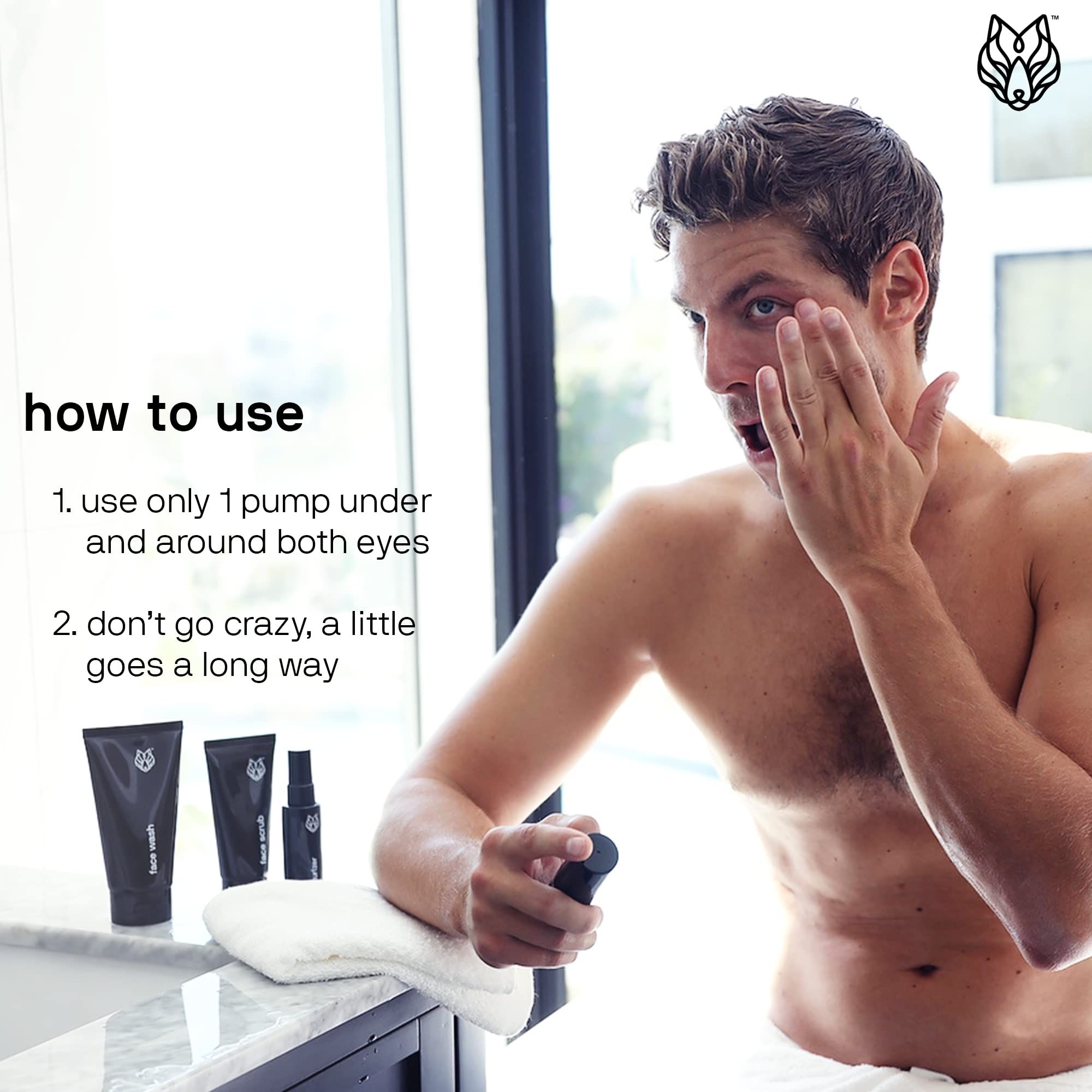 Black Wolf - Double Duty Glacier Eye Gel- 1 Fl Oz- Caffeine Improves the Appearance of Dark Circles and Under Eye Bags- Invigorating Glacier Formula Wakes Up Your Eyes, Great for Men