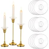 Glasseam Candle Drip Protectors, 12Pcs Clear Glass Bobeches for Candlestick | for Taper Candle Holders, Candelabra, Ring, Round Wax Catchers for Candles, Tablecloth Savers, Wedding, Christmas Centerpiece
