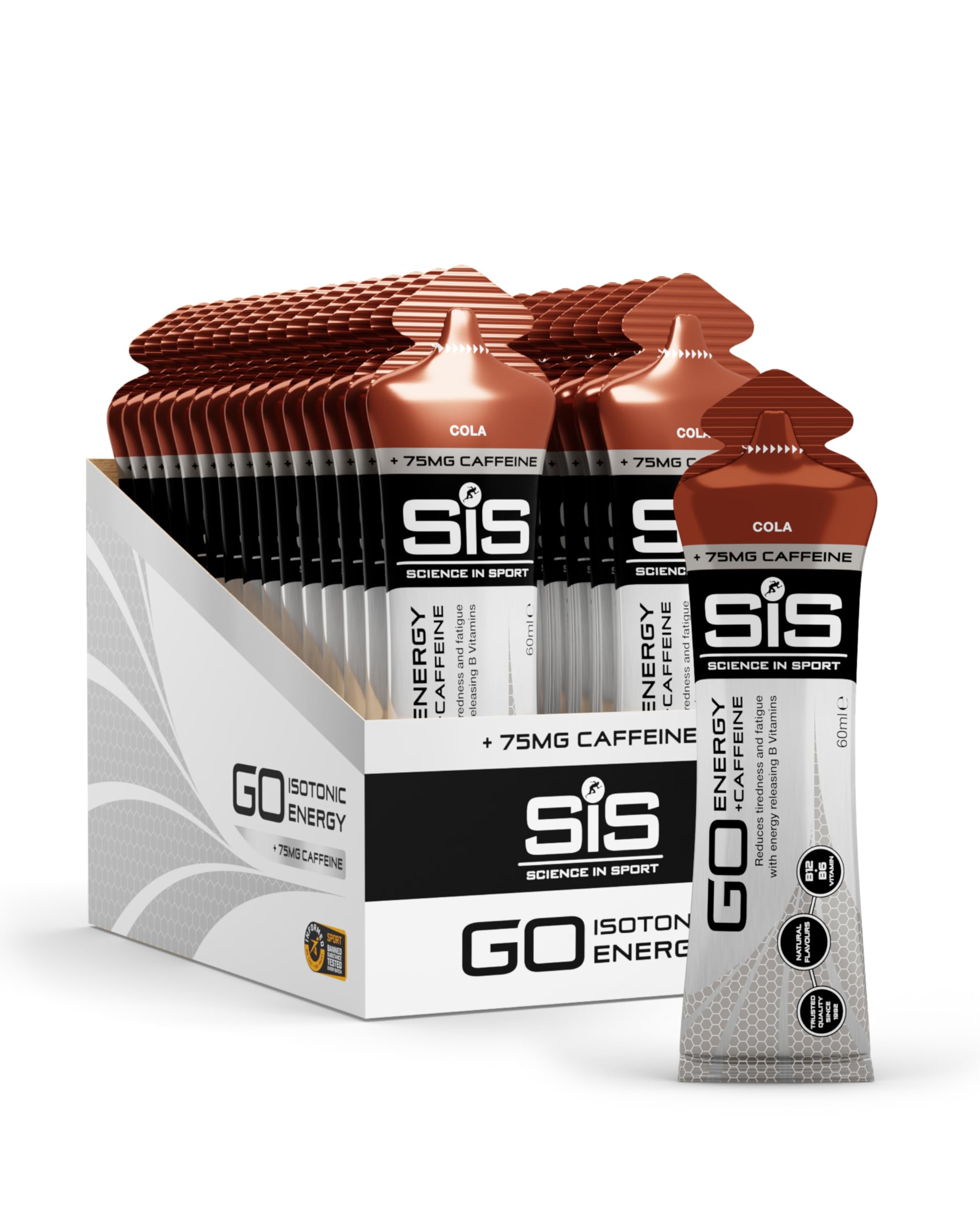 Science in Sport Go Isotonic Energy Gel with Caffeine, Cola Flavour, 60ml (30 Packs) — image 1