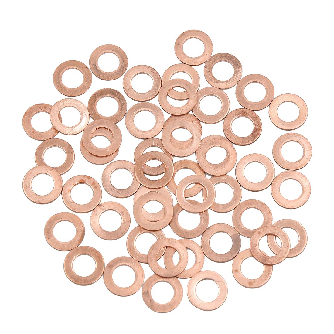 X AUTOHAUX 50pcs 8mm Inner Diameter Copper Washers Flat Sealing Gaskets Rings