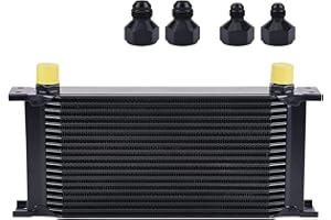 EVIL ENERGY 19 Row Oil Cooler, 10AN Stacked Plate Transmission Engine Cooler Universal Aluminium Black