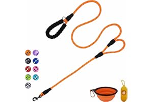 VOZRELS Dog Leash Heavy Duty 6ft, Double Handle Dog Leash with Padded Handle for Traffic Control, Reflective Rope Leashes for Large and Medium Dogs Control Safety Training at Night (Orange)