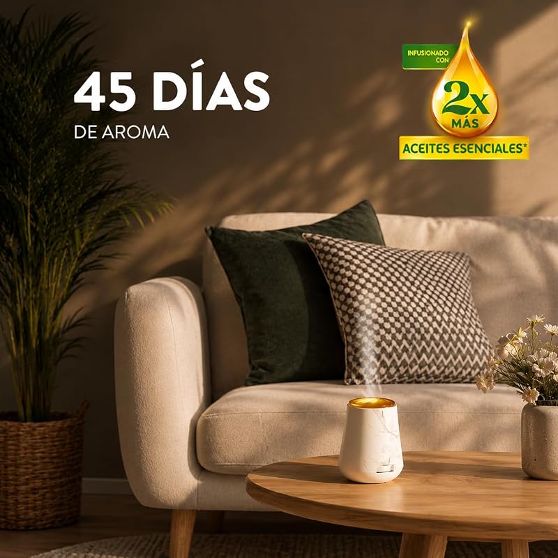 Essential Mist, Purificador de ar difusor de óleos essenciais que brilha quando liberta vapor, com um aroma de Flor de Cerejeira e Framboesa infundido com 2 vezes mais óleos essenciais