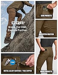 CQR Men's Active Flex Tactical Pants, Water