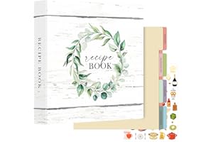 Lanpn Recipe Binder 8.5x11 3 Ring Kit, Waterproof Organizer Binder Recipe Book with 60 Plastic Sleeves,116 Recipes, Dividers,