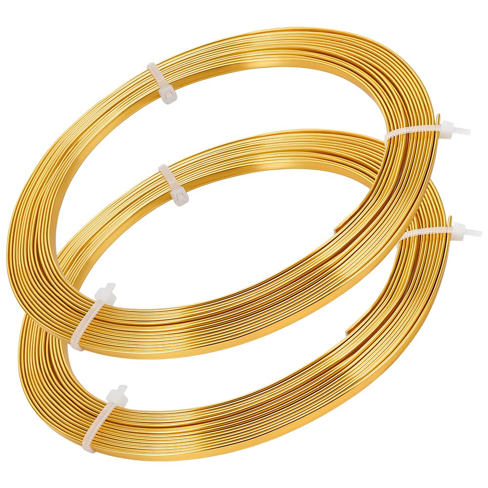 BENECREAT 10m (33FT) 3mm Wide Gold Aluminum Flat Wire Anodized Flat Wire for Jewelry Craft Beading Making, 5m/Roll — image 1