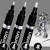 COORIART 3PK Liquid Chrome Paint Markers, Metallic Mirror Chrome Pens | 1mm, 2mm &amp; 3mm Reversible Tips Permanent High Gloss Markers for Metal, Plastic, Fabric, Model Painting, Touch-Up &amp; Repair Kit