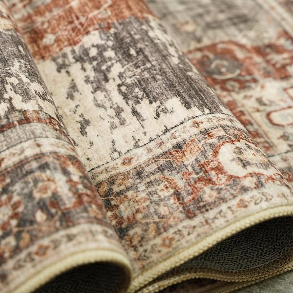 RUUGME RUG RUNNERS 3X10 – WASHABLE HALLWAY RUGS FOR LIVING ROOM SOFT CARPET VINTAGE TRIBAL RUGS FOR BEDROOM KITCHEN WITH NON SLIP BACKING HOME DECOR FLOOR DECORATION MAT 3X10 BRICK
