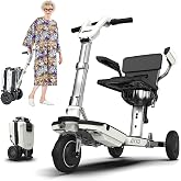 ATTO Folding Travel Powered Mobility Scooter by MovingLife, Full-Size Portable Electric Scooter, Lightweight Lithium Battery, Airline Approved (ATTO with Arm Rests)