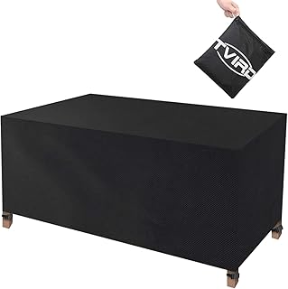 Tvird Abdeckung Gartenstühle Abdeckhaube mit Zugkordel und Befestigungsclips für Rechteckig Gartentisch Möbelsets Wasserdichtes,Winterfest Regenfest Oxford