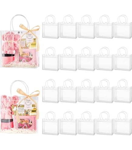 Ohuimrt 50 PCS Clear Plastic Gift AIS1 Bags With Handles - View #2