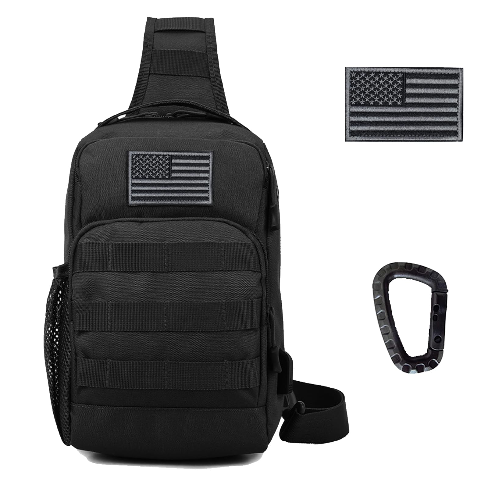 Photo 1 of Valinov Tactical Shoulder Bag,Molle Shoulder Backpacks,Military Sling Daypack Backpack with USB Charging port (1 Pack Black)