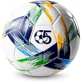 Soccer Ball Size 5 Size 4 Size 3 for Kids Youth Adult 1 or 3 Pack with Pump | Colorful graffiti-inspired designs, with Size 3 for ages 3-8, Size 4 for ages 8-12 and Size 5 for ages 12+