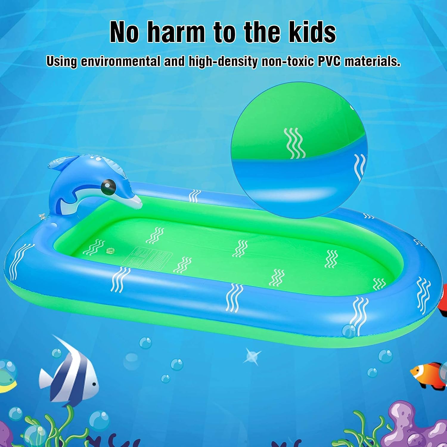SEATANK Dolphin Inflatable Pools Kiddie Swimming Pool Outdoor Water Sprinkler for Kids Babies Toddlers Summer Pool Party (Large): Kitchen & Dining