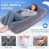 TaiBest U Shaped Full Body Pregnancy Pillow 55 Inch Cotton Cover Dark Grey view 4