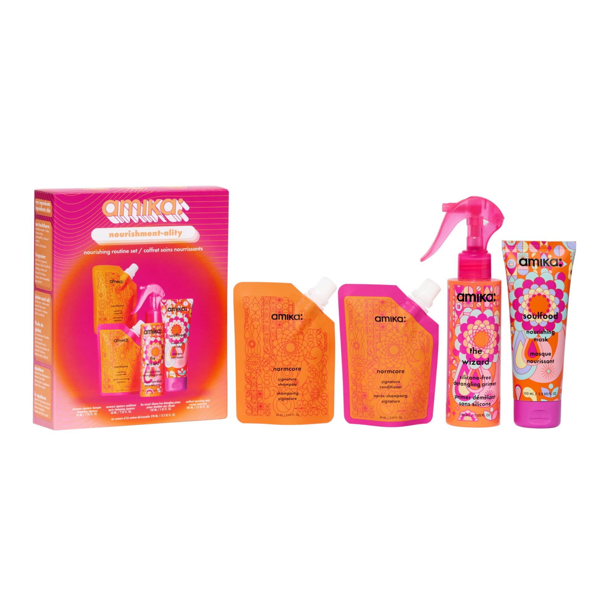 Photo 1 of amika nourishment-ality nourishing routine set | gift set for soft hair, TSA travel approved