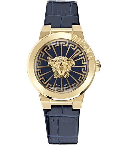 Amazon.com: Versace V-Code Men's Watch, 43mm Gold Tone Case, Blue
