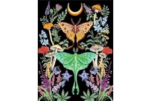 FILASLFT Diamond Painting for Adult Beginner, Butterfly Mushroom Diamond Art Kits,5D,Moon Diamond Dot Flower, Luna Moth DIY Small Diamond Painting Gem Art Craft Accessories for Home Wall Decor