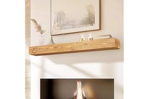 ABSWHLM 60x8x5 Fireplace Mantel - Handcrafted Rustic Solid Wood Wall Mounted Floating Shelf with Invisible Heavy Duty Wood Bracket (Natural)