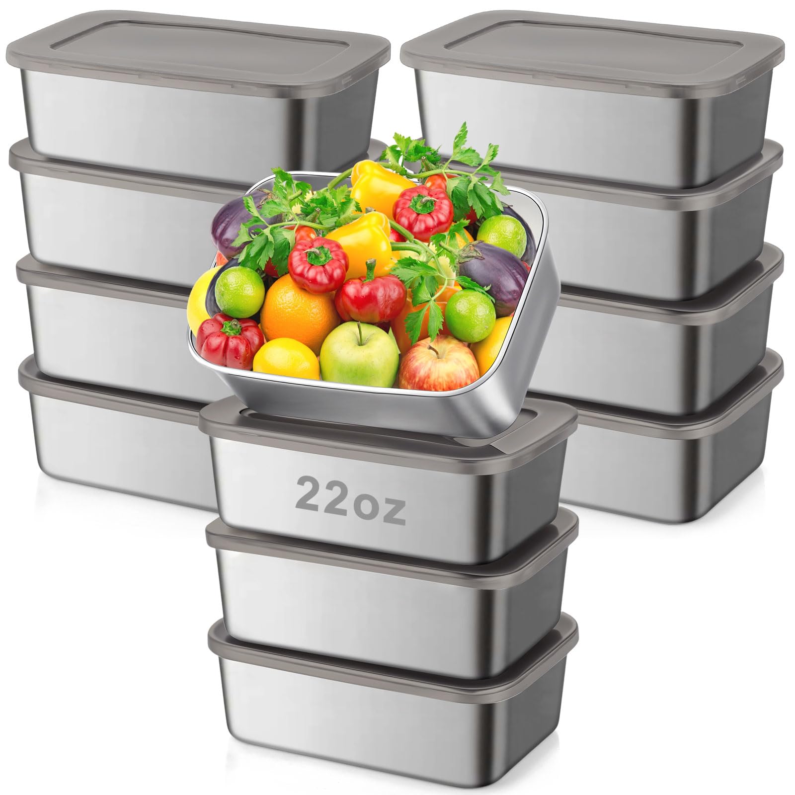 Photo 1 of *Minor Damaged*
Blushtier 12 Pcs Stainless Steel Food Storage Containers with Lids, 22 oz Metal Freezer Containers, Lightweight Stackable Easy Open Reusable Meal Prep Box for Kitchen Picnic Oven Dishwasher Safe