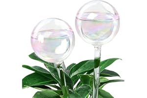 MOONSOUND Plant Watering Globes, 2pcs Plant Automatic Water Bulbs Flower Self Feeder Balls Irrigation Device Auto Waterer Planter Insert Stakes for Indoor Outdoor Garden Potted While Away on Vacation