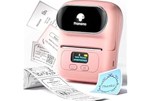 MEMOQUEEN Phomemo Thermal Label Maker - M110 Barcode Label Printer Portable Bluetooth Labeler Maker Machine for for Small Business, Address, Logo, Clothing, Mailing, with 1 Roll 40x30mm Label,Pink