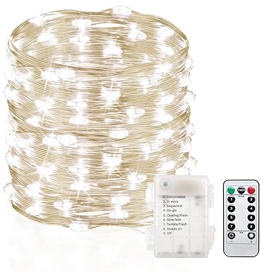 GDEALER 10M 100er LED Lichterkette 8 Modi Außenbeleuchtung Batteriebetrieben Kupferdraht Wasserdicht IP65 mit Fernbedienung f