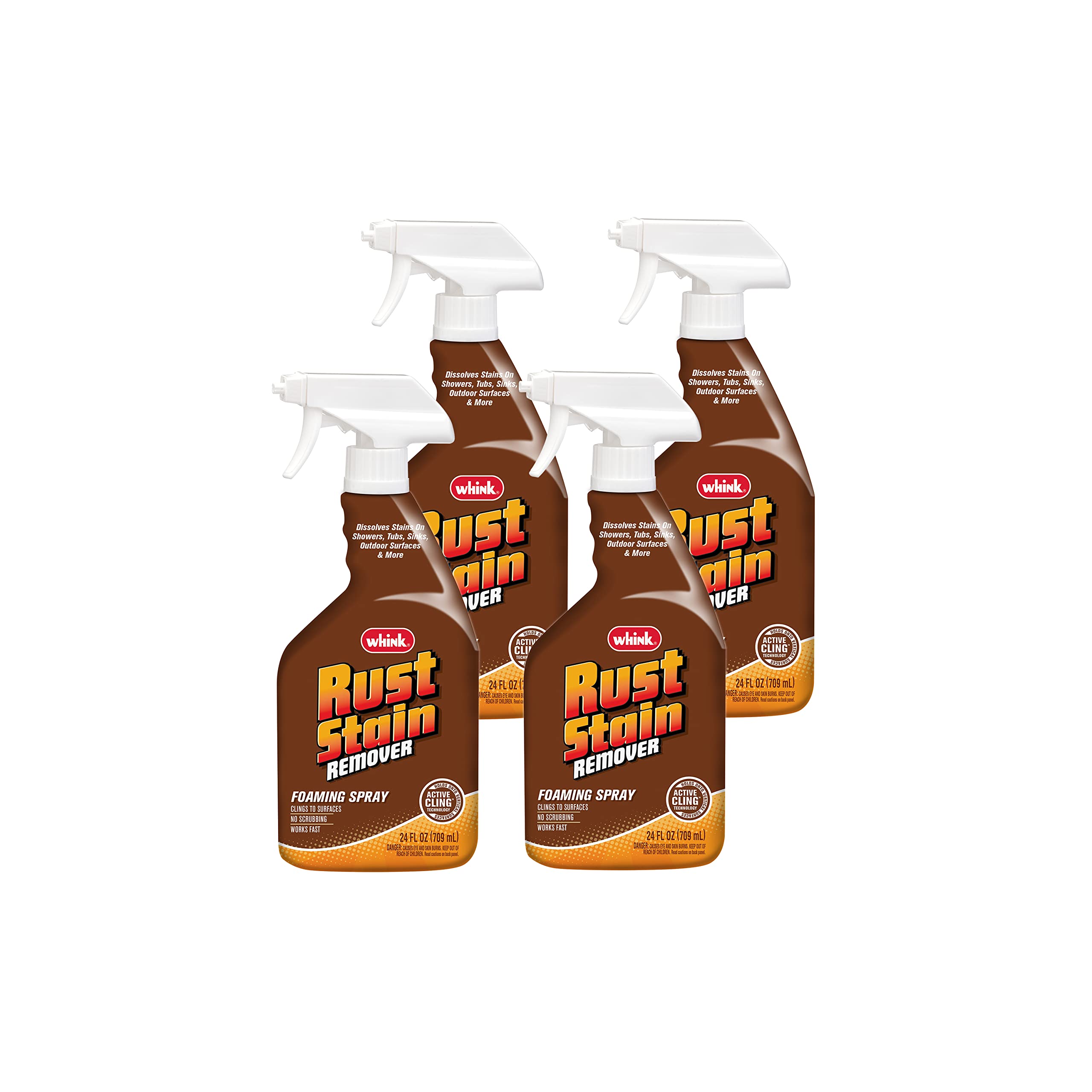 Rust-Oleum Whink Rust Stain Remover | Heavy-Duty Iron Stain Remover Foaming Spray with Excellent Cling for Toilets, Showers, Sinks, Outdoor Siding | 24 oz | 4 Pack Image