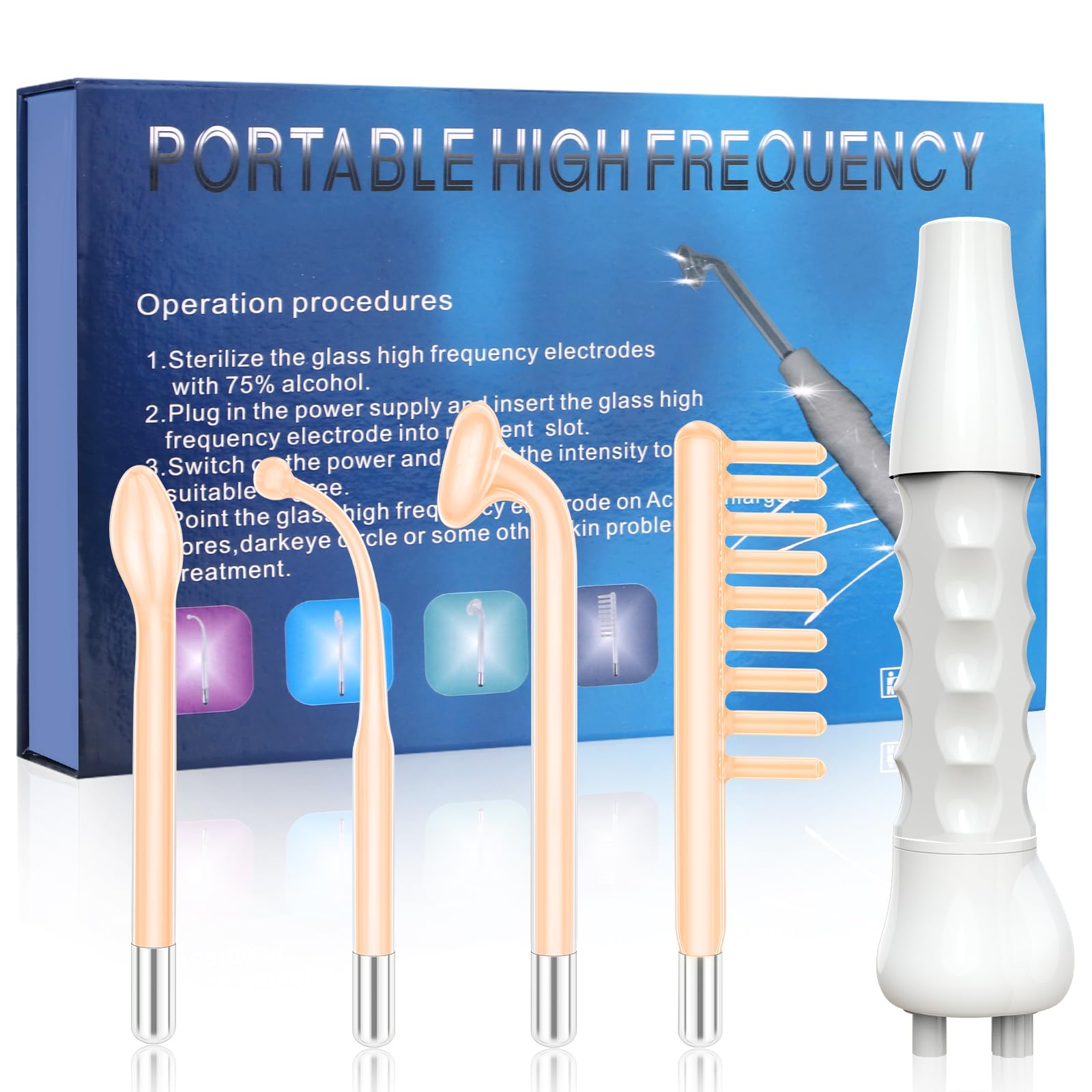 High F-requency Wand for Hair Growth, iklestar Handheld High F-requency Face Wand with 4 Red Tubes, Skin Tightening Machine for Facial Beauty, Professional Face Device for Skin Care Home Salon Use