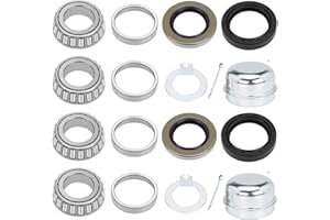 SHLIYITX Trailer Hub Bearing Kit for 1‘’ Spindle Trailer, L44643/L44610 Bearing Kit with D-Spindle Tang Washer, 12192TB 15192TC Grease Seal Cotter Pin for 2000-2200lbs BT9 Straight Spindle