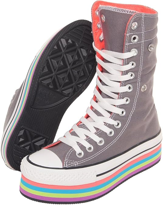 converse grises con rojo