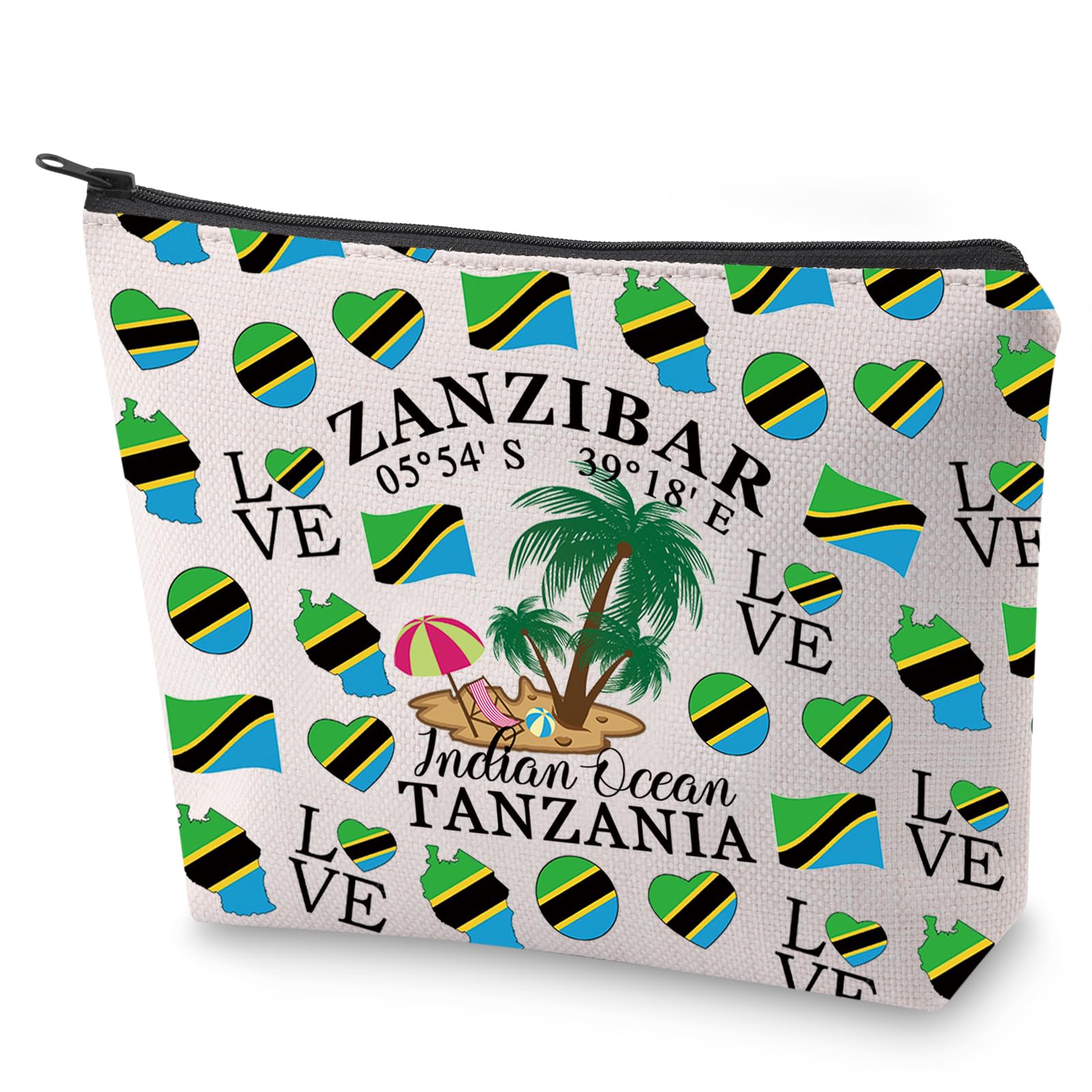 Tanzania Flag Cosmetic Bag Zanzibar Souvenir Gift Zanzibar Tanzania Gift for Travelers (Zanzibar)