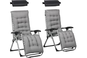 Outsunny Reclining Zero Gravity Chair with Adjustable Backrest, Folding Garden Sun Lounger with Removable Cushion and Headres
