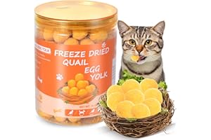 SIHASO Freeze Dried Quail Egg Yolk Cat - 10.58oz Natural Pet Treats, Freeze Dried Cat & Dogs Treats, No Preservatives, Dried Quail Egg Yolk Snacks for Training