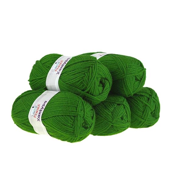 maDDma ® 5 x 100g Strickgarn XANTYPA Strickwolle Klassikgarn Handstrickgarn, Farbwahl, Farbe:457 dunkelgrün