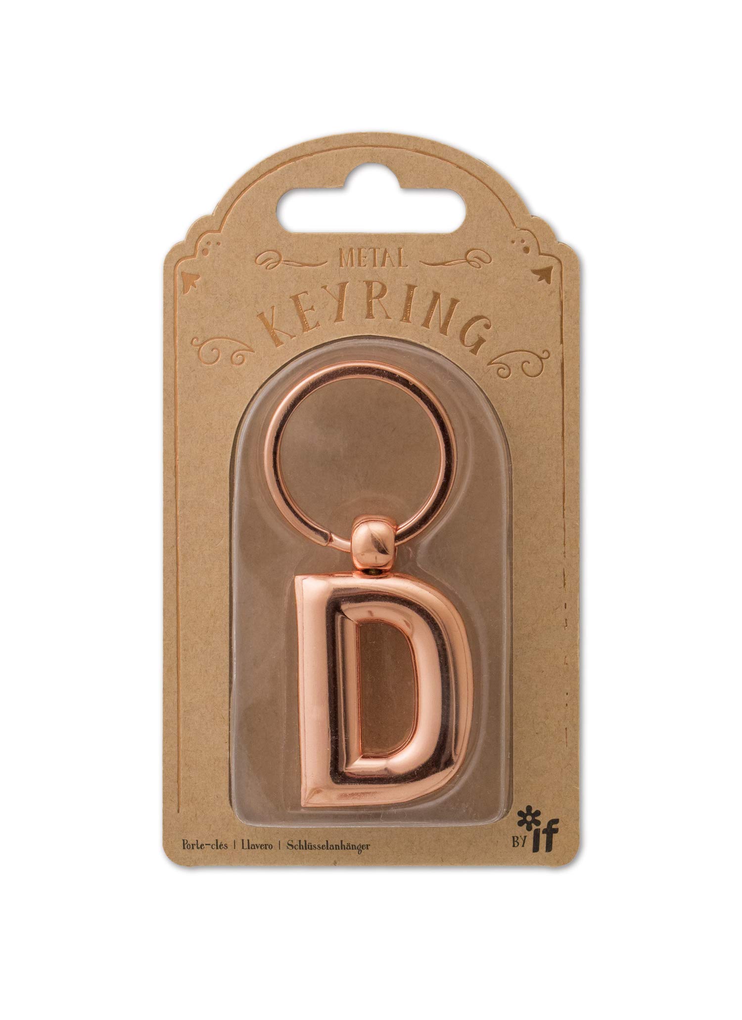 IF Metal Letter Keyring Personalised Alphabet Letters - Rose Gold - D — image 1