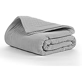 Salt Earth 100% Cotton Muslin Blanket, Gauze Blanket 80"X90" Queen, 4 Layered for Couch, Bed, Living Room,Lightweight, All Seasons Blankets & Throws, Easy wash,Nature & Skin Friendly(Scottish Grey)