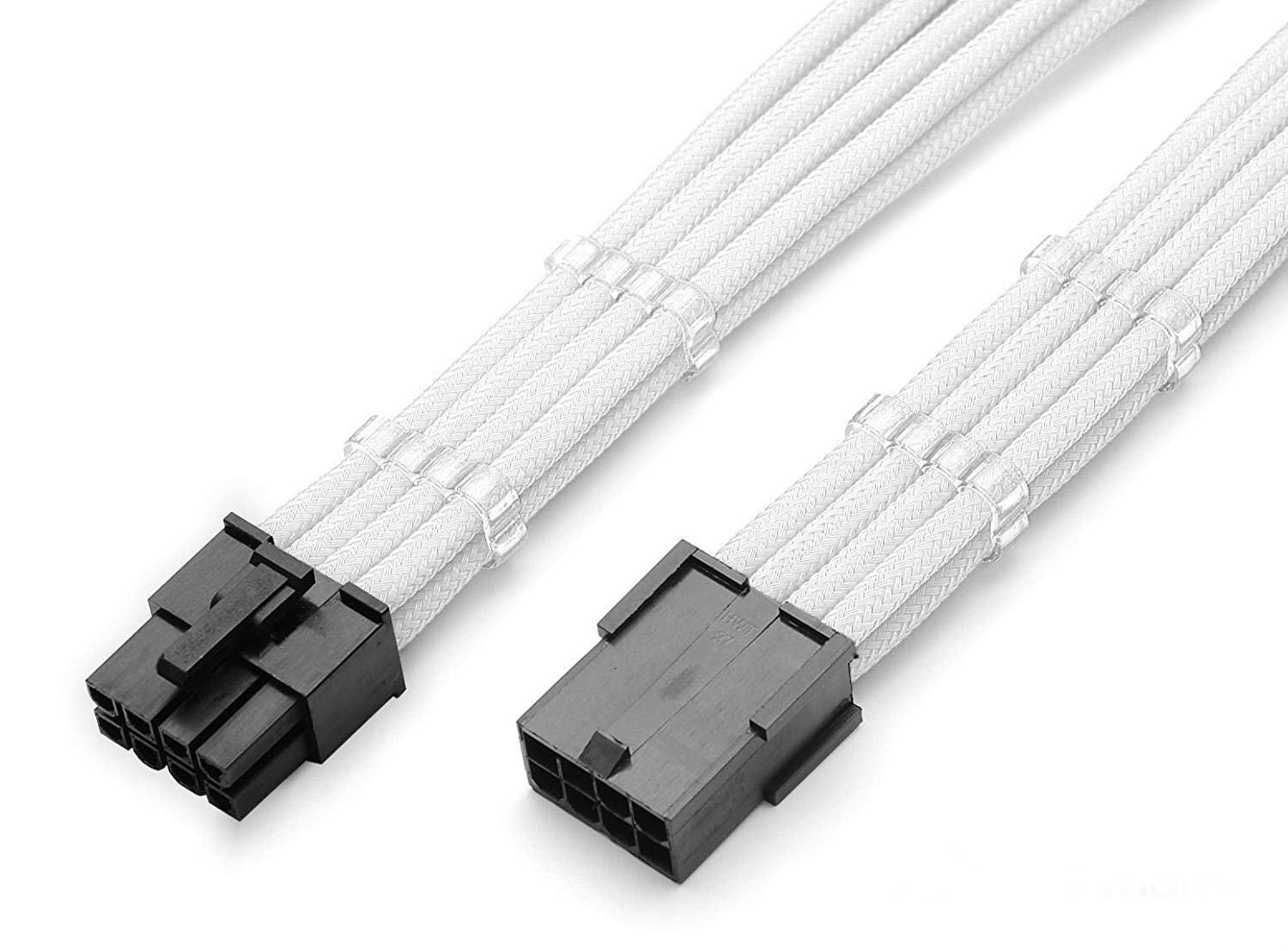 8 Pin PCIE GPU Sleeved Extension Cable 30cm + 2 Cable Combs - Shakmods (White)