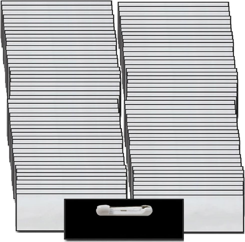 Amazon Com Name Badges With Pin Fasteners Not Attached 100 Pack Kit Includes Crystal Clear Gloss Printable Labels Silver Plastic Name s With Beveled Edges 1 X 3 Inch Size Identification Badges Office Products